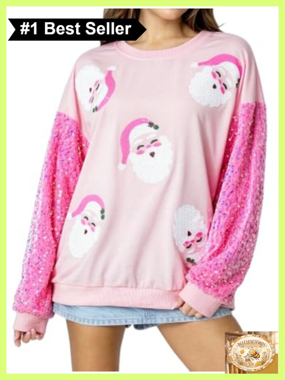 Women's Christmas Sweatshirt Sequined Long Sleeve Pullover Glitter Holiday